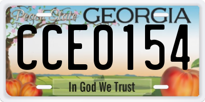 GA license plate CCE0154