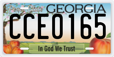 GA license plate CCE0165