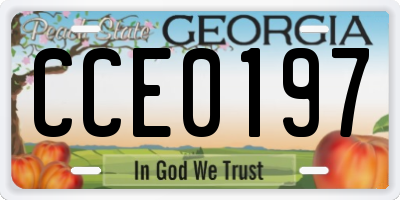 GA license plate CCE0197
