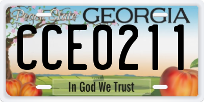 GA license plate CCE0211