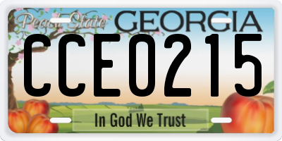 GA license plate CCE0215