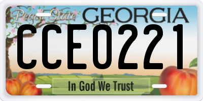 GA license plate CCE0221