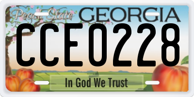 GA license plate CCE0228