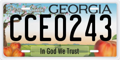 GA license plate CCE0243