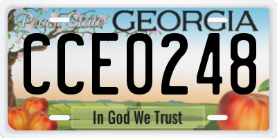 GA license plate CCE0248