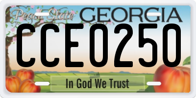 GA license plate CCE0250