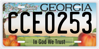GA license plate CCE0253