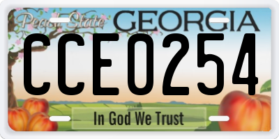 GA license plate CCE0254