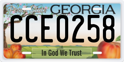 GA license plate CCE0258