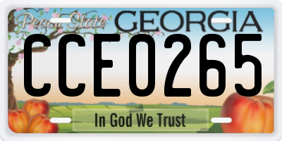 GA license plate CCE0265