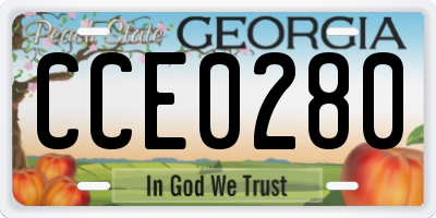 GA license plate CCE0280
