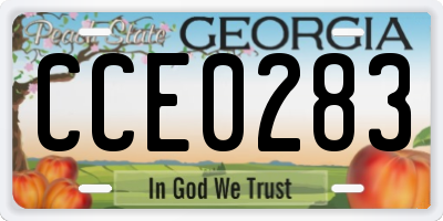 GA license plate CCE0283