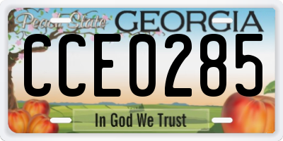 GA license plate CCE0285