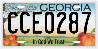 GA license plate CCE0287