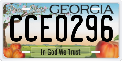 GA license plate CCE0296