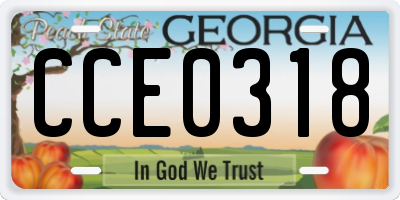 GA license plate CCE0318