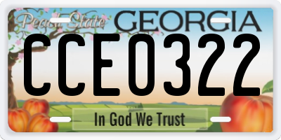 GA license plate CCE0322