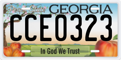GA license plate CCE0323