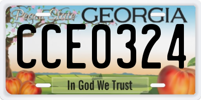 GA license plate CCE0324