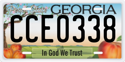 GA license plate CCE0338