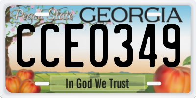 GA license plate CCE0349