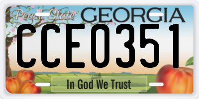 GA license plate CCE0351