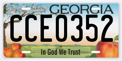 GA license plate CCE0352