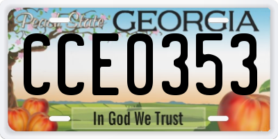 GA license plate CCE0353