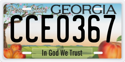GA license plate CCE0367