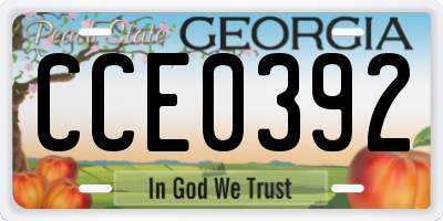 GA license plate CCE0392