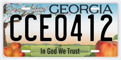 GA license plate CCE0412