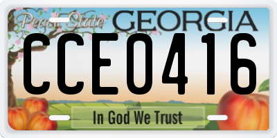 GA license plate CCE0416