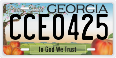 GA license plate CCE0425