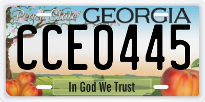 GA license plate CCE0445