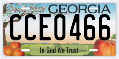 GA license plate CCE0466
