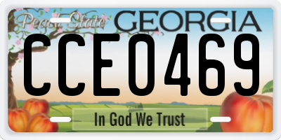 GA license plate CCE0469