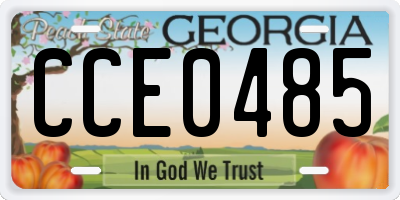GA license plate CCE0485