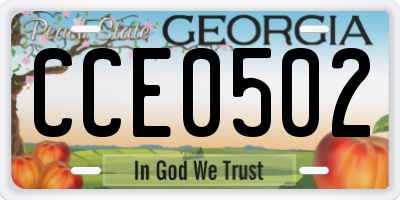 GA license plate CCE0502