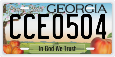 GA license plate CCE0504