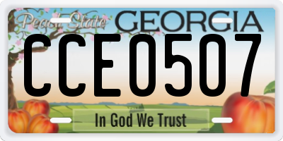 GA license plate CCE0507
