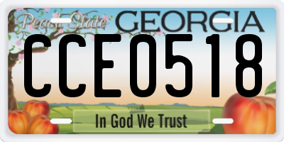 GA license plate CCE0518