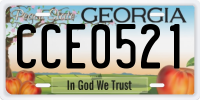 GA license plate CCE0521