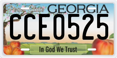 GA license plate CCE0525
