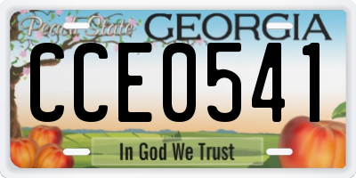 GA license plate CCE0541