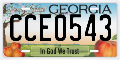GA license plate CCE0543