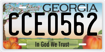 GA license plate CCE0562