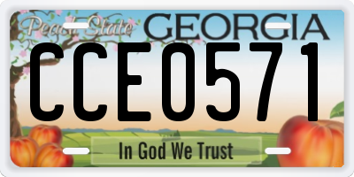 GA license plate CCE0571