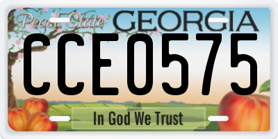 GA license plate CCE0575