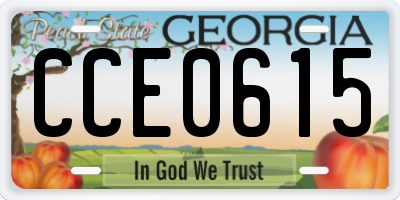 GA license plate CCE0615