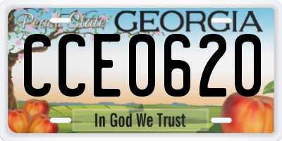 GA license plate CCE0620